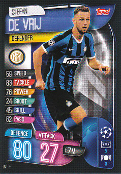 Stefan de Vrij Internazionale Milano 2019/20 Topps Match Attax CL #INT4